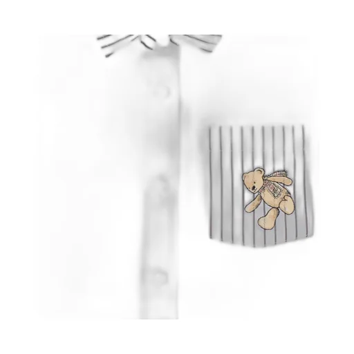 Bear Printed Striped Shirt