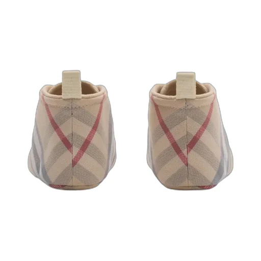 Check-Pattern Lace-Up Crib Shoes