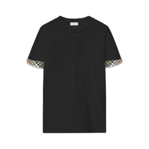 Check Trim Cotton T-Shirt