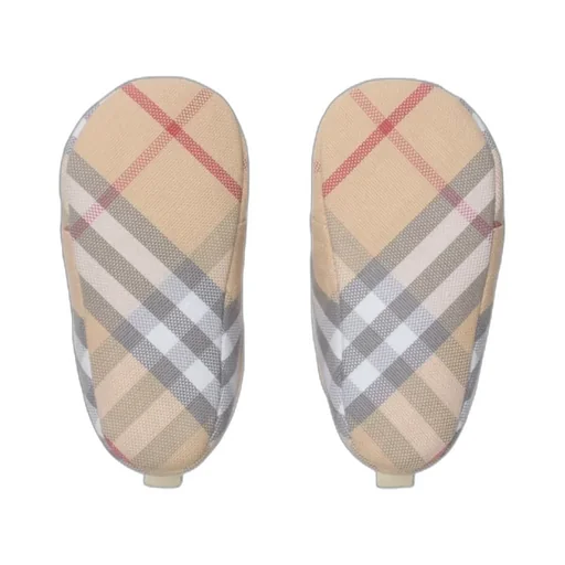 Check-Pattern Lace-Up Crib Shoes