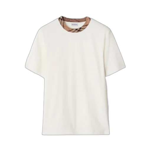 Checked-Trim Crewneck T-Shirt