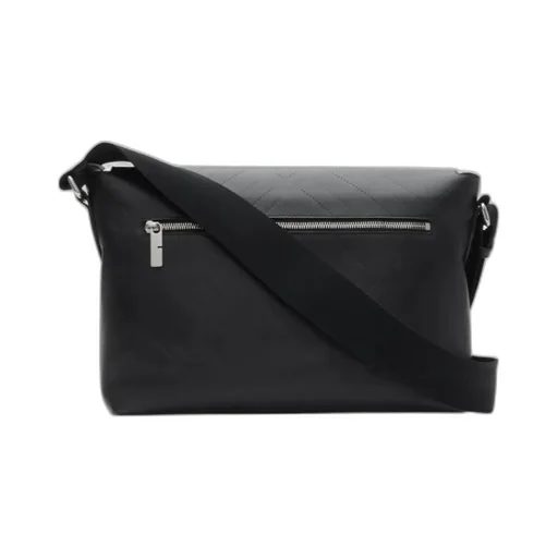 Embossed Check Buckled Messenger Bag