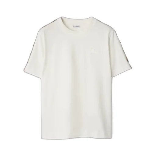 Checked-Trim Crewneck T-Shirt