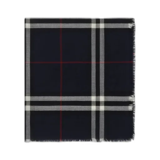 Wide Check Wool Scarf