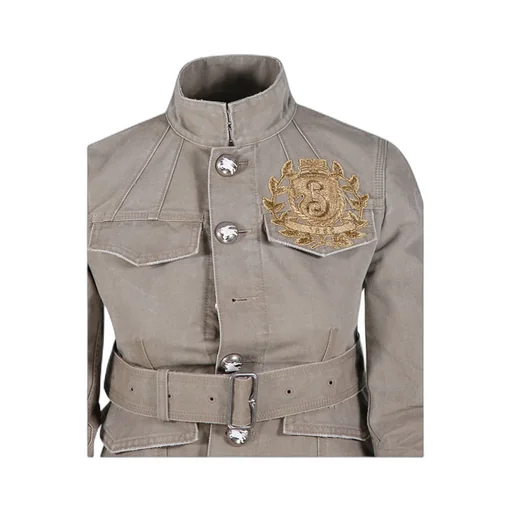Logo Embroidered Belted Waist Jacket