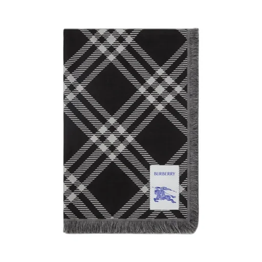 Wide Check Fringed-Edge Scarf