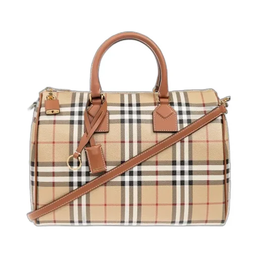 Checked Zipped Bowling Tote Bag