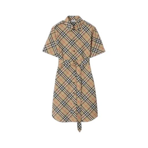 Checked Belted Shirt Dress