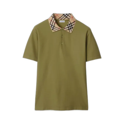 Checked Collar Short Sleeved Polo Shirt