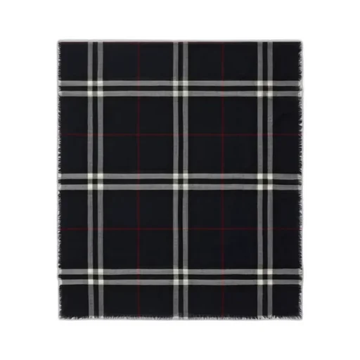 Wide Check Wool Scarf