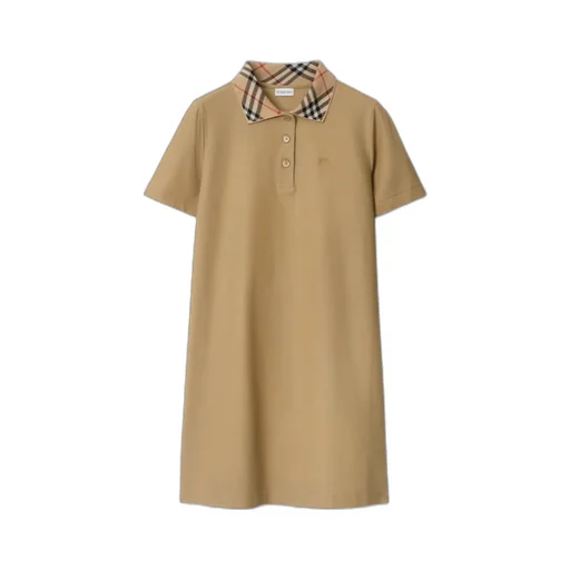 Logo Embroidered Checked Polo Dress