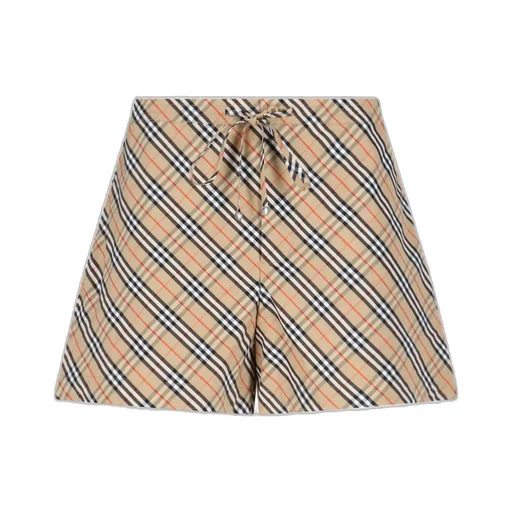 Check Printed Drawstring Shorts