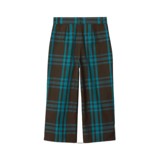 Check-Print Cotton Trousers
