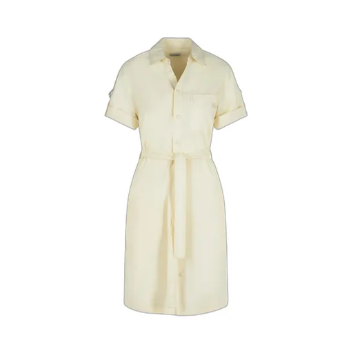 Belted Waist Short Sleeved Shirt Dress
