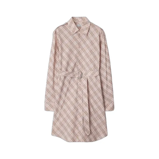 Checked Belted Waist Shirt Dress
