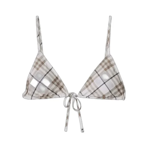 Checkered Front-Tied Bikini Top