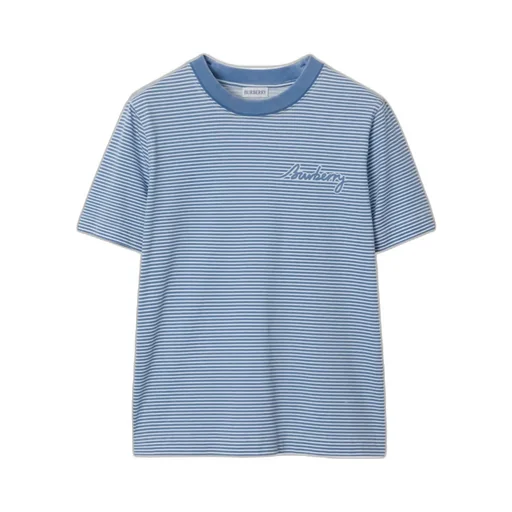 Logo Printed Striped Crewneck T-Shirt