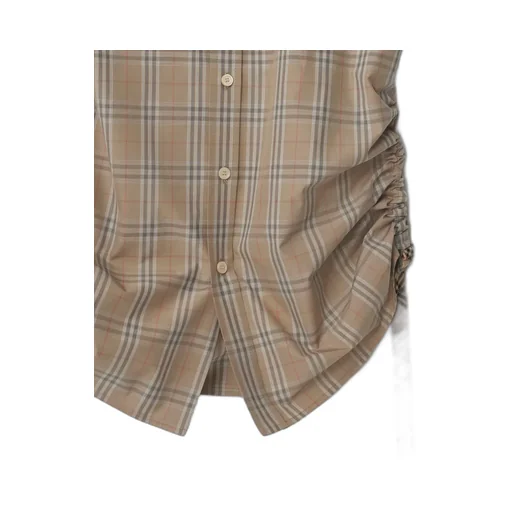 Checked Drawstring Hem Shirt