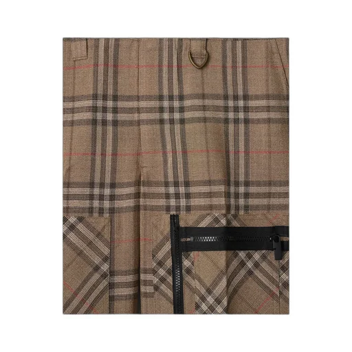 Checked Zip-Detailed Cargo Trousers
