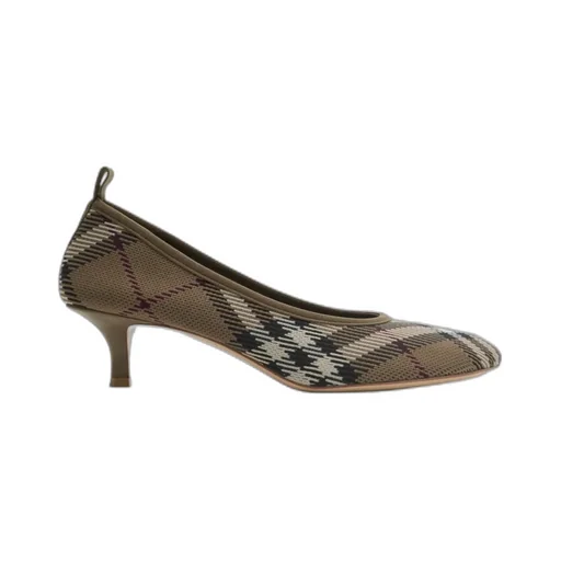 Checked Square-Toe Pumps