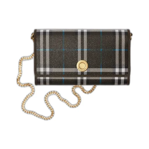 Checked Chain Strap Wallet