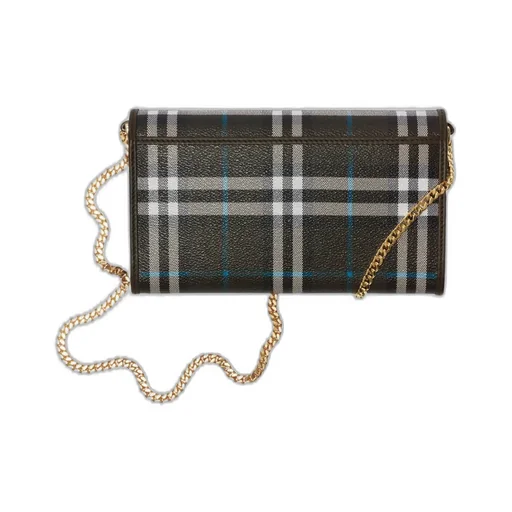 Checked Chain Strap Wallet