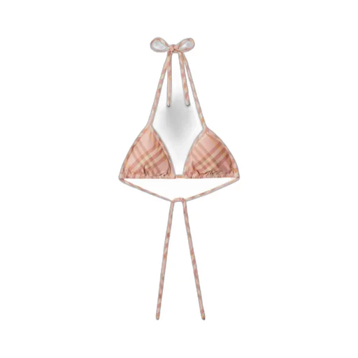 Check Printed Halterneck Bikini Top