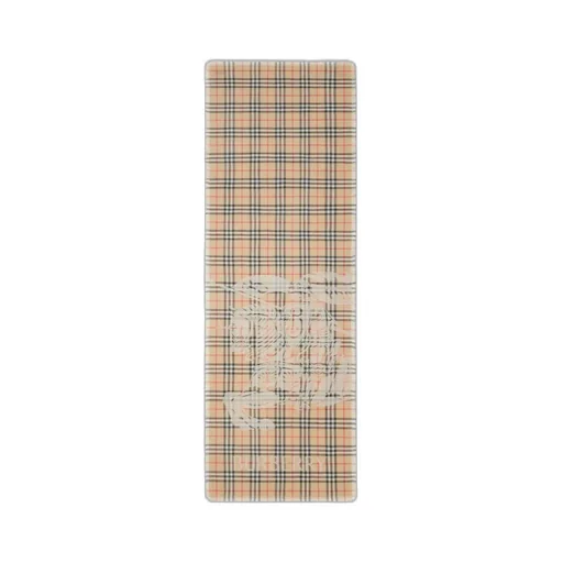 Equestrian Knight Motif Checked Frayed-Edge Scarf