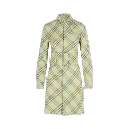 Checked Belted Waist Shirt Dress