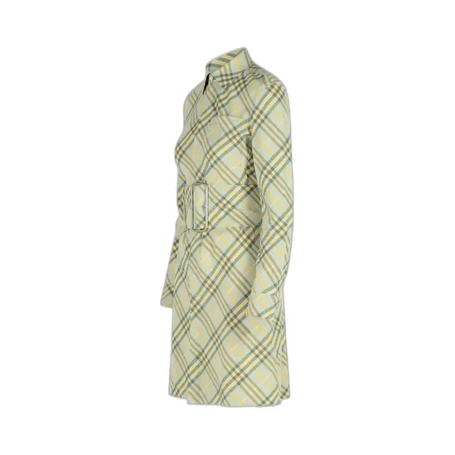 Checked Belted Waist Shirt Dress