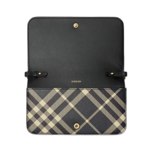 Mini Check-Printed Chain Strap Wallet