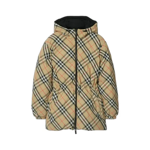 Checked Hooded Reversible Down Jacket