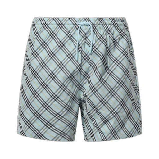 Check Printed Drawstring Swim Shorts