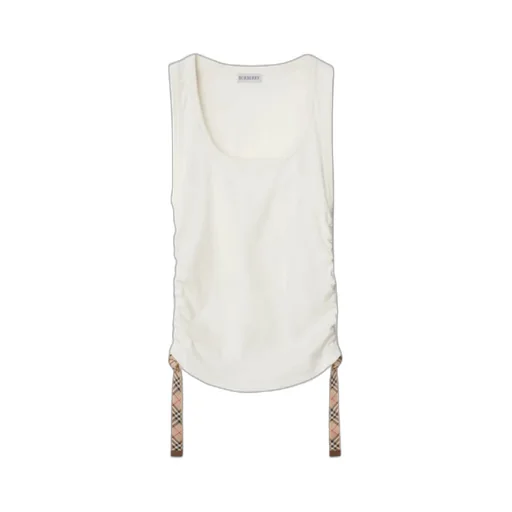 Check Buckle Detailed Ribbed Tank Top