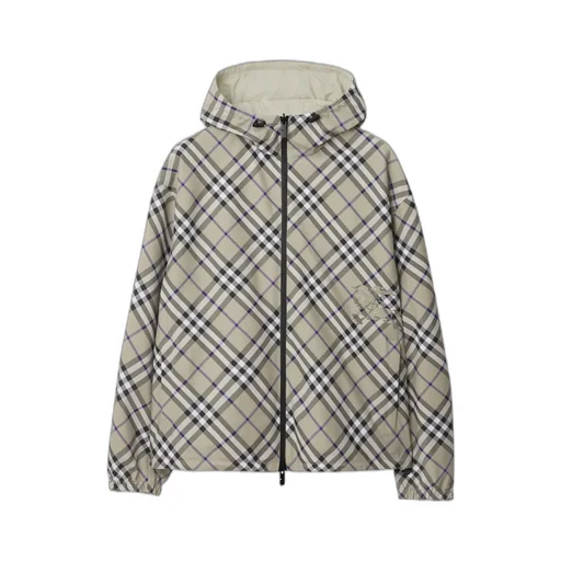 Checked Reversible Zipped Hooded Jacket