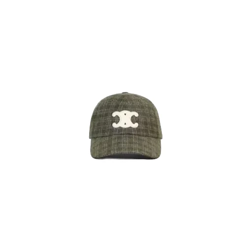 Triomphe Baseball Cap In Checked Wool Felt