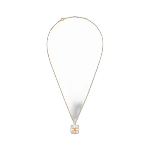 Daisy Necklace In Strass And Brass With Gold Finish