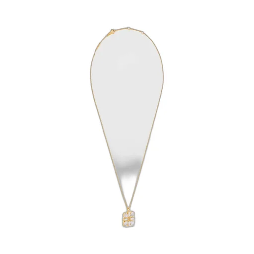 Daisy Necklace In Strass And Brass With Gold Finish
