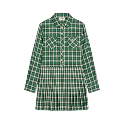 Mini Shirt Dress In Check Wool Natté