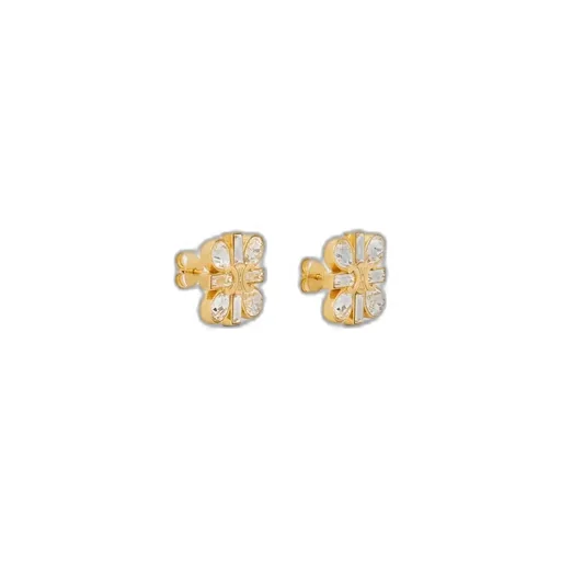 Daisy Earrings In Strass And Brass With Gold Finish