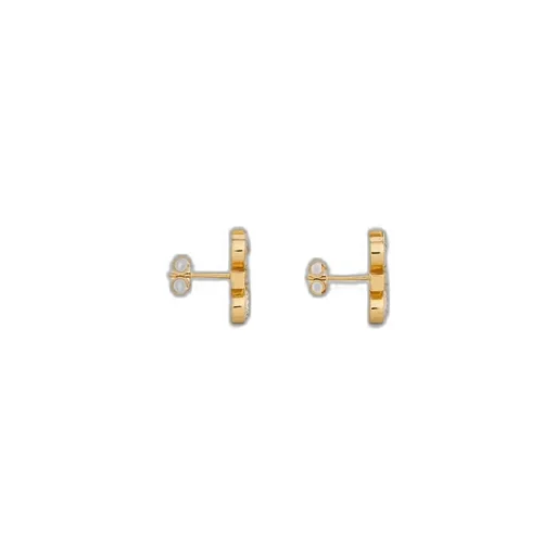 Daisy Earrings In Strass And Brass With Gold Finish