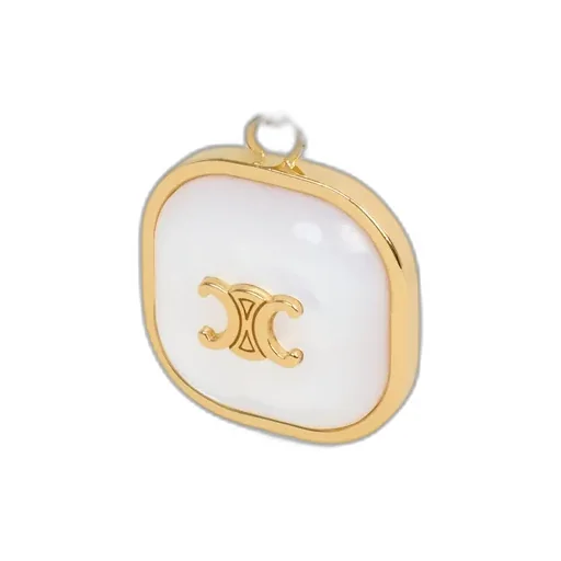 Triomphe Pendant Necklace In Mother Of Pearl And Brass With Gold Finish