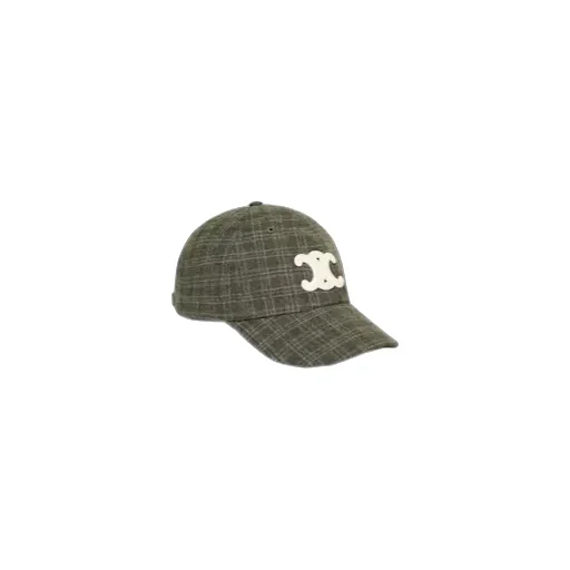Triomphe Baseball Cap In Checked Wool Felt