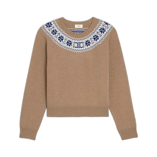 Crew Neck Sweater In Fair Isle Cashmere