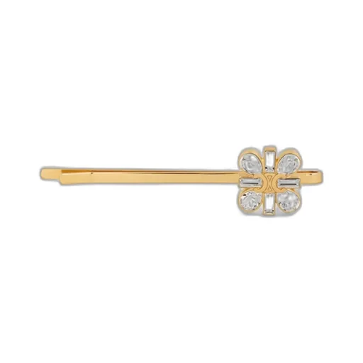Daisy Hair Slide In Strass And Brass With Gold Finish