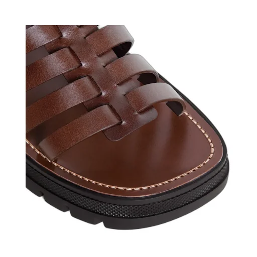 Clea Triomphe Gladiator Mid Sandal In Calfskin & Vegetal Tanning