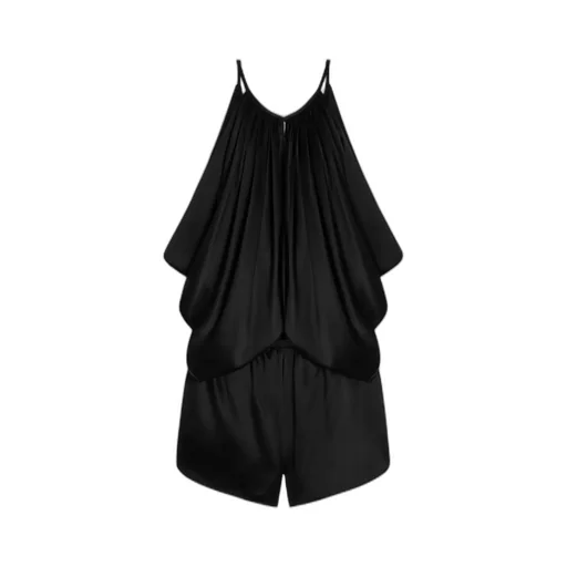Draped Short Jumpsuit In Satin And Silk Crepe