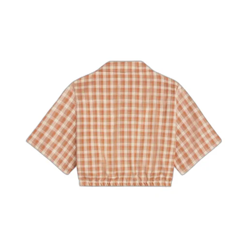 Cropped Shirt In Checked Silk