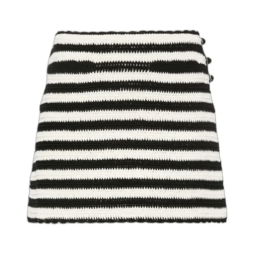 Striped Mini Skirt In Crocheted Cotton