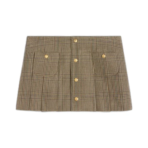 Pleated Bandeau Mini Skirt In Linen And Wool